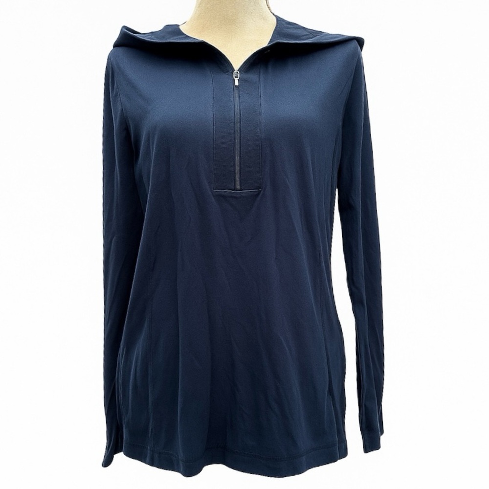 Danskin Now Women’s Navy Blue Long Sleeve Zip Up Hoodie Top Activewear Size L/G